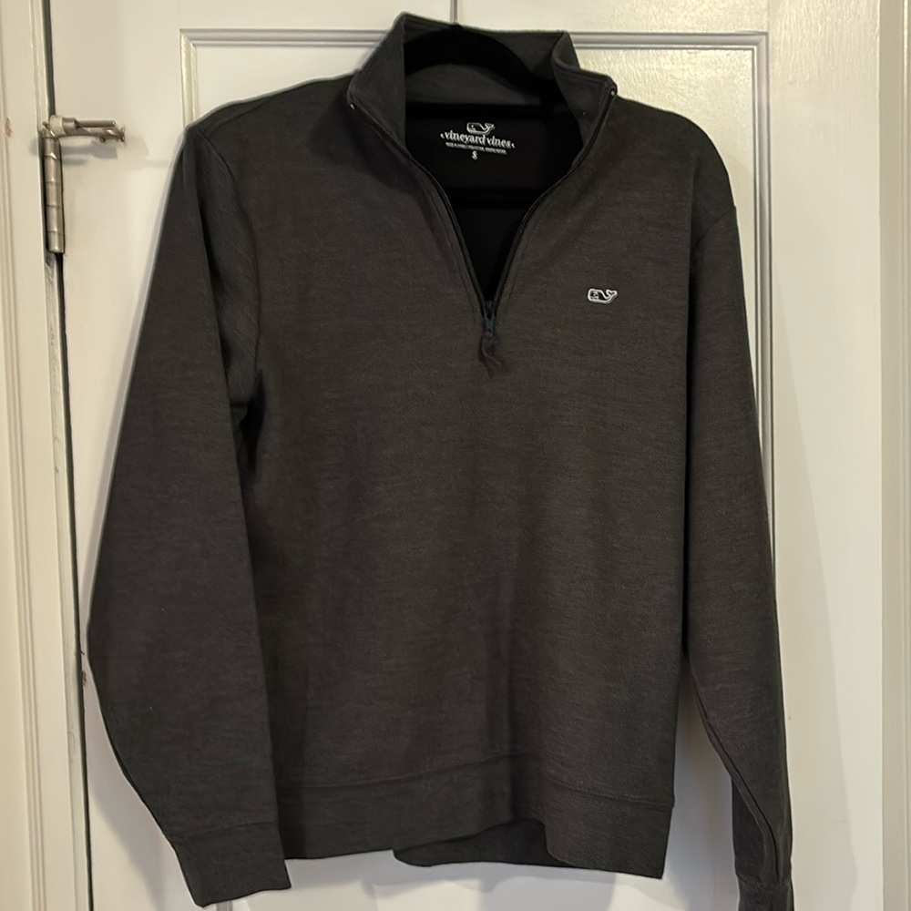 Vineyard Vines, Saltwater 1/4-zip, Mens SM, Charcoal Gray,